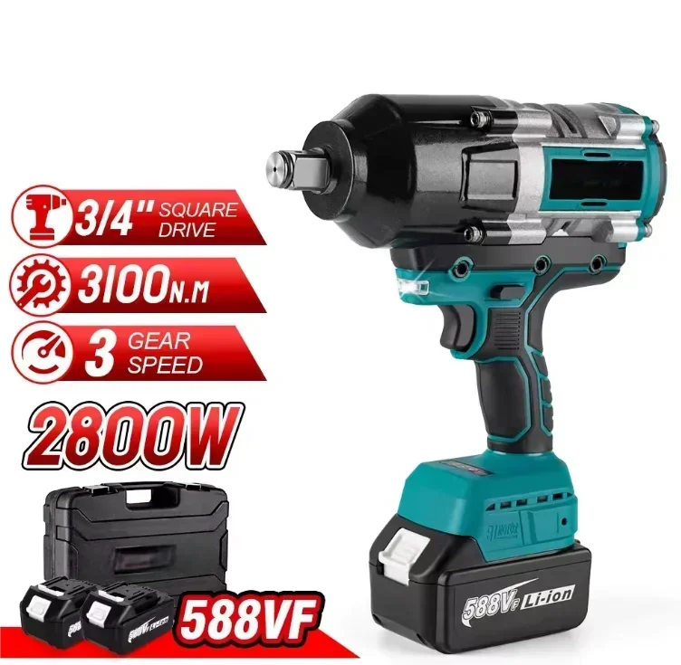 CISIVIS 3100NM 3/4 Inch Cordless Impact Wrench 588VF Battery Handheld Power Tool for MKT Battery Brushless Electric Wrench