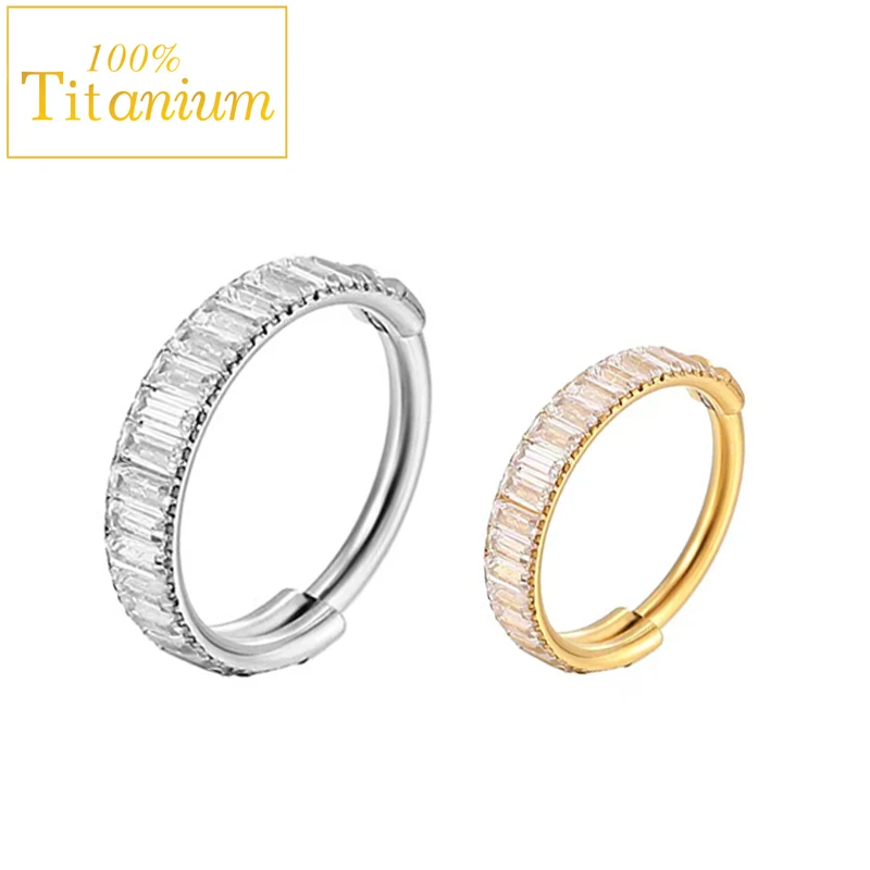 

1Pcs G23 Titanium Zircon Hinged Segment Nose Ring Hoop Nipple Clicker Ear Septum Cartilage 8/10mm Earrings Piercing Body Jewelry