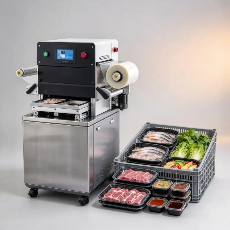 Modified Atmosphere Food Packaging Machine Automatic Gas Flush Tray Sealer for Fresh Meat Seafood Foods