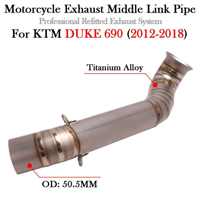 

Slip-On For KTM DUKE 690 KTM690 2012 - 2018 Motorcycle Exhaust Escape Moto Muffler Modify 51MM Titanium Alloy Middle Link Pipe