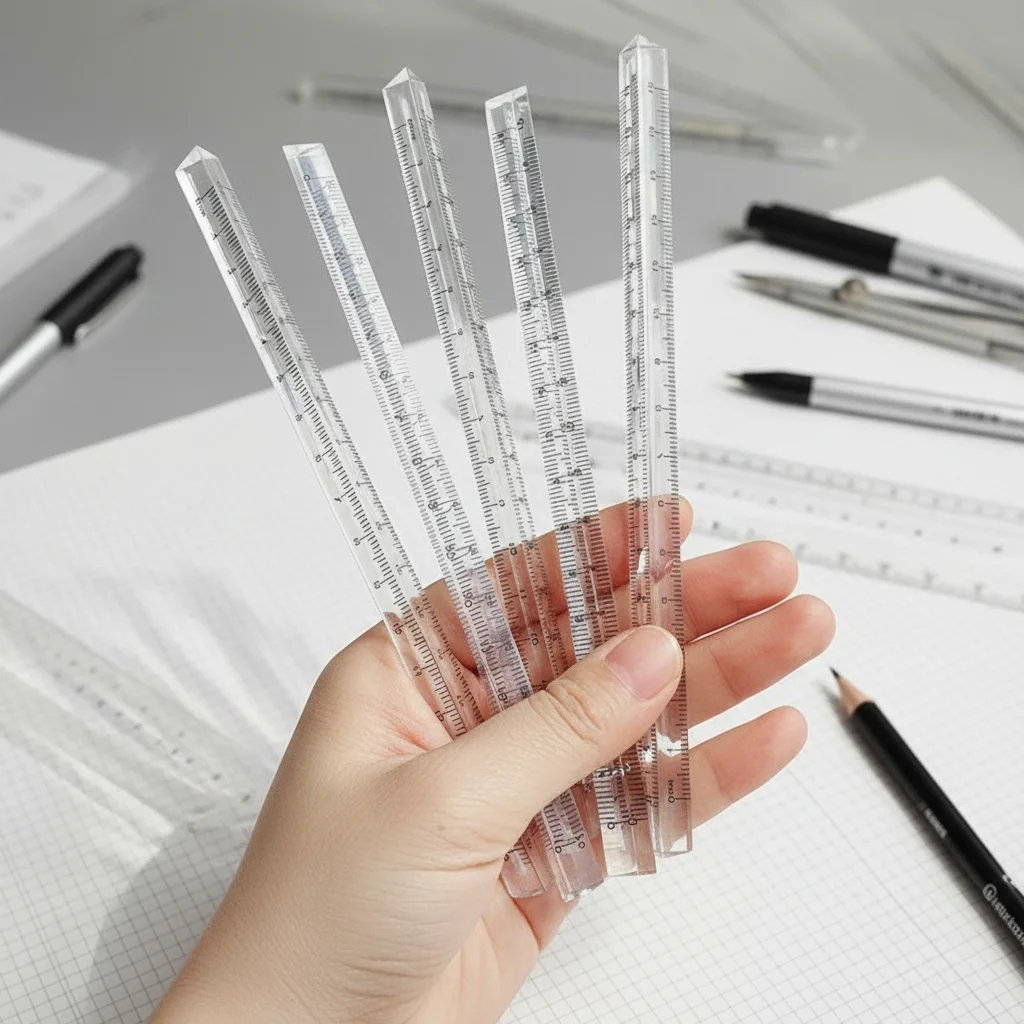 

Transparent Triangle Ruler 1PC Clear Plastic School Office Supplies Measurement Tool