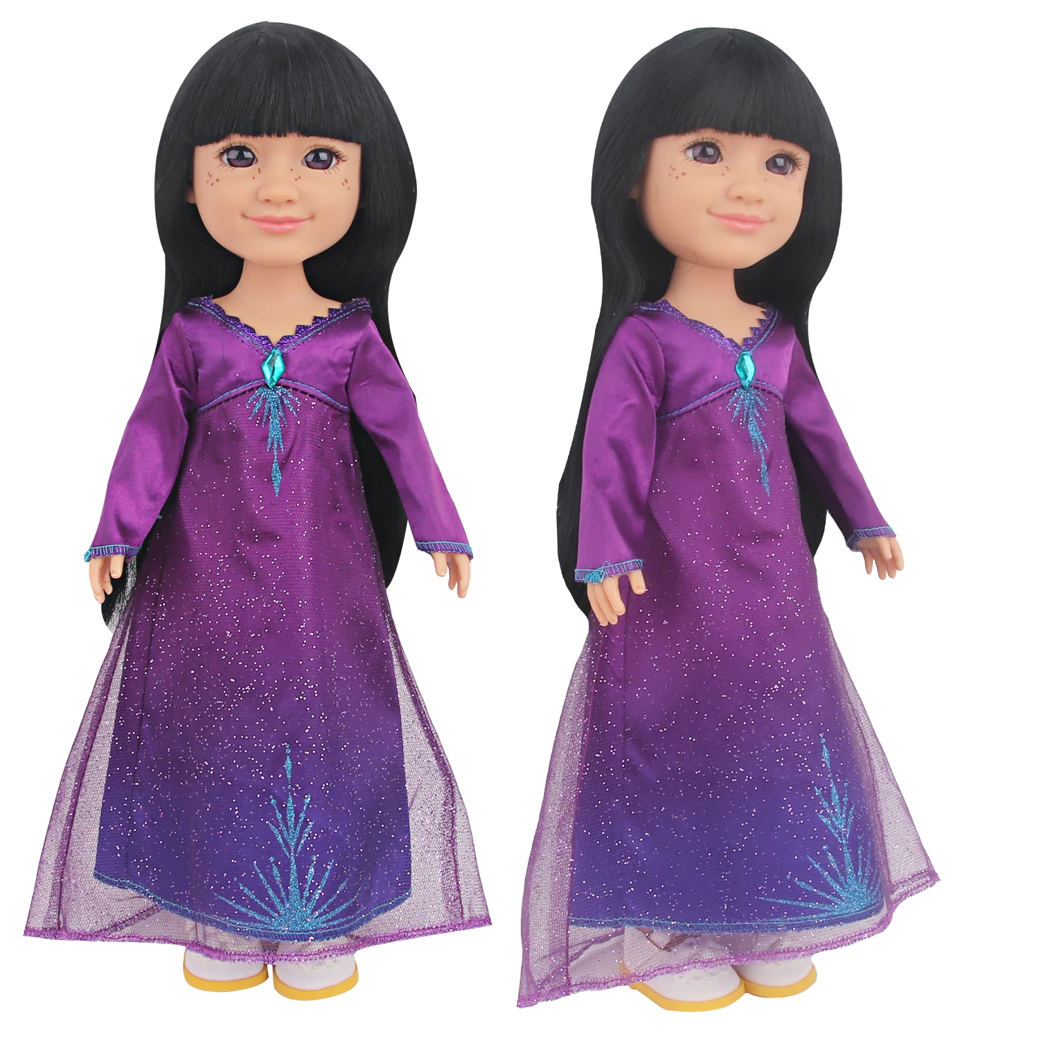 Cute 14" American Doll Clothes 4 Styles Pink Purple Princess Outfits + 3 Pairs 5CM Bow Shoes For 30-35cm Girl Nancy Girl Dolls
