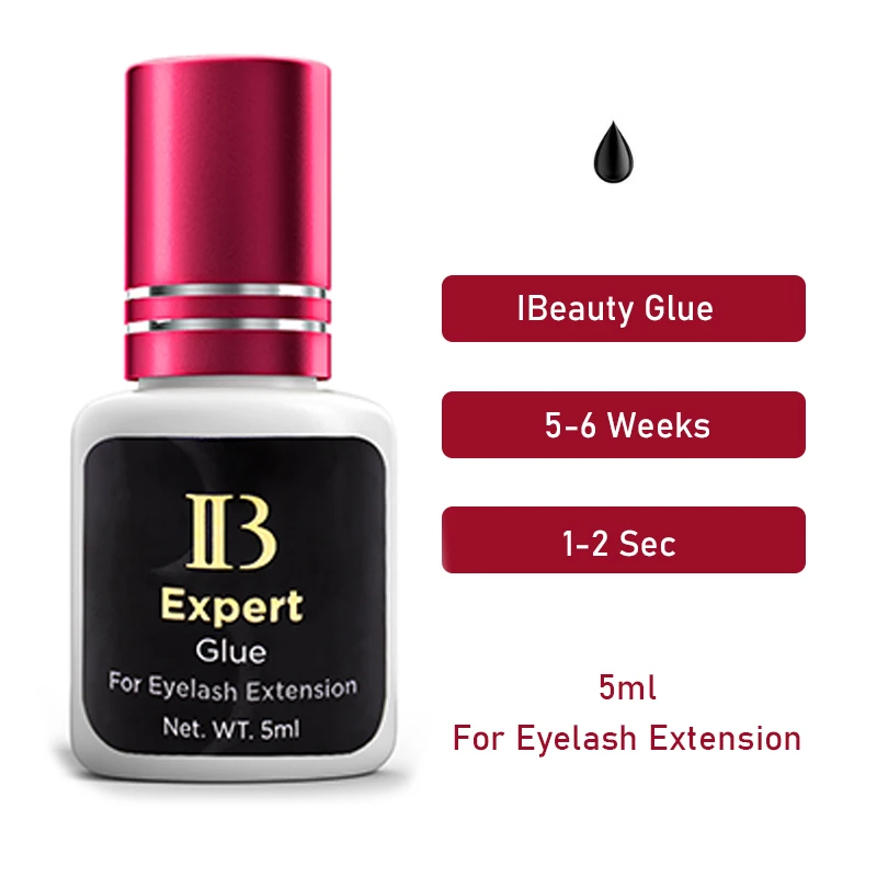 IB Expert กาว1-2S DryingTime ที่เร็วที่สุดกาวสำหรับขนตาปลอมกาวไวน์สีแดงหมวก5Ml korea Original Strong