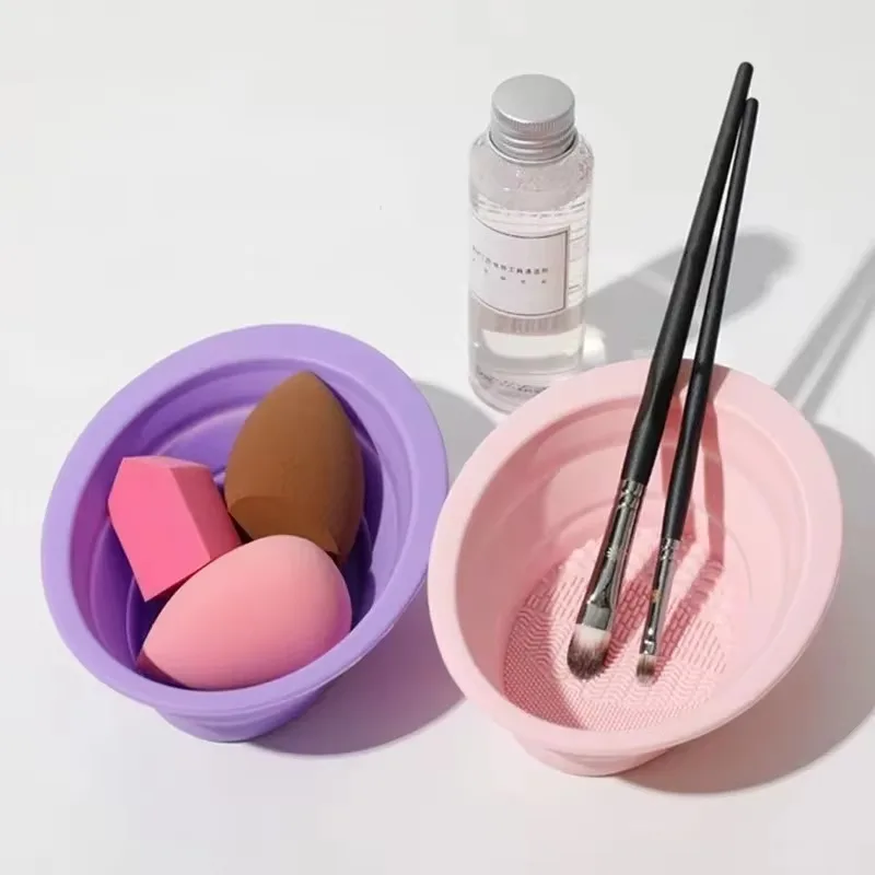 Makeup Brush Cleaner Cleaning Bowl Brush Tool Set Thorough Cleaning Without Hurting Bristles Wet & Dry Powder Puff Dry Cleaner