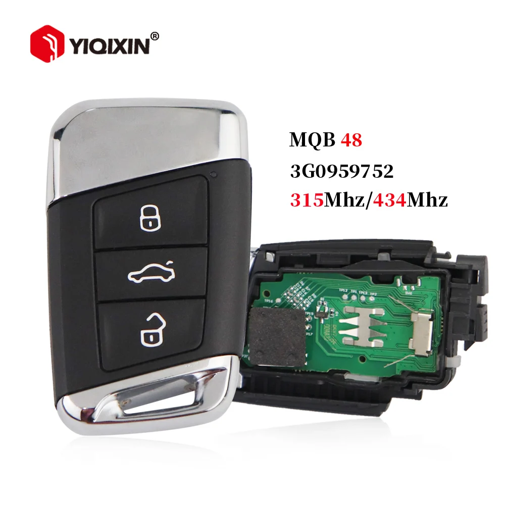 YIQIXIN Smart Remote Key 434MHz For Volkswagen VW Magotan B8 Superb Skoda A7 Passat Variant 2015-2020 MEGAMOS 88 AES 3G0959752