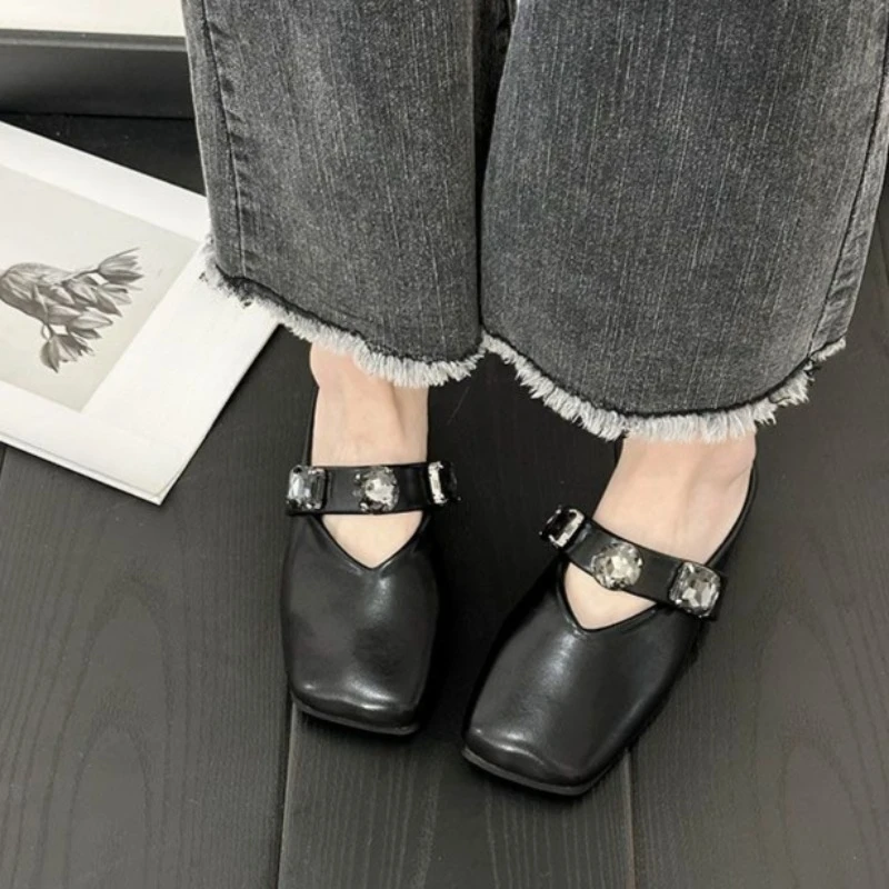 

Women's Square Toe Mules French Style Summer Fashion Flat Slippers for Outdoor Wear 2026 Spring-Summer New Arrivals
