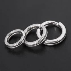 SAUVOO 316 Stainless Steel Key Ring Split Ring Keyring Hook Round Flat Line Keyrings For DIY Key Chain Keychain Jewelry Making