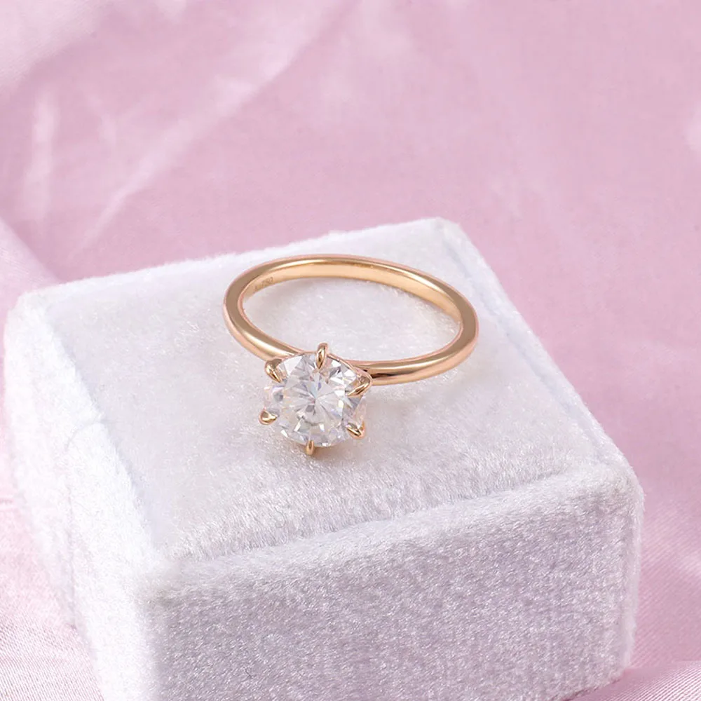 Provence Classic Solitaire ring yellow Gold 1.5ct D/VS1 Round Lab Diamonds Everyday Wedding Engagement Rings for Women Custom