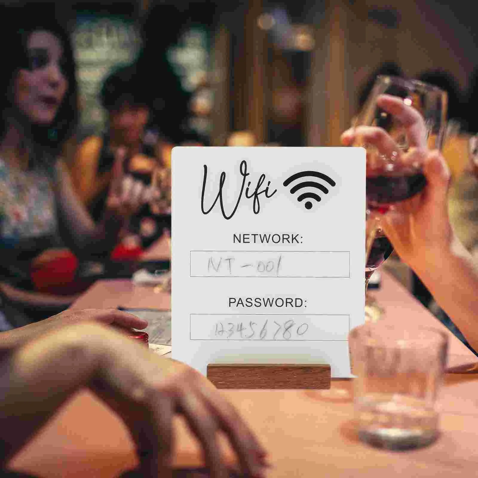 Wifi Sign White Decor Acrylic Reminder Table Network Coverage Ornaments Wireless Signage Office Dining Table Wifi Password Sign