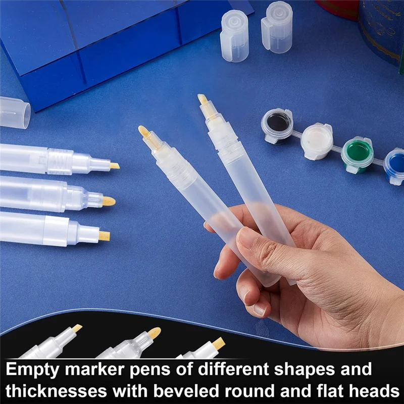 5Pcs Empty Refill Paint Markers Blank Refillable Paint Pens Empty Refillable Marker for Painting Transparent Pen Tube
