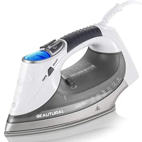 1800-Watt Steam Iron with Digital LCD Screen, Double-Layer and Ceramic Coated Soleplate, 3-Way Auto-Off, 9 Preset Temperature a