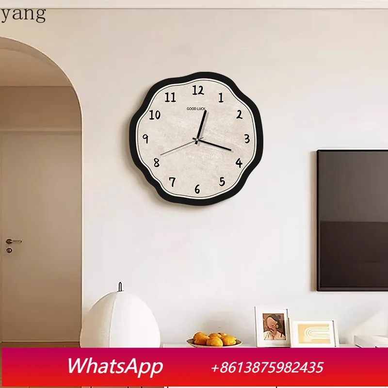 

LTT Cream Wind Wall Clock Home Restaurant Clocks Vintage Art No Punching Creative Clock Wall Hanging