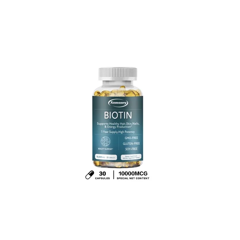 Premium Biotin Capsules, Vitamin B7 Support Supplement for Beautiful Hair, Nails and More - Gluten Free and Non-GMO