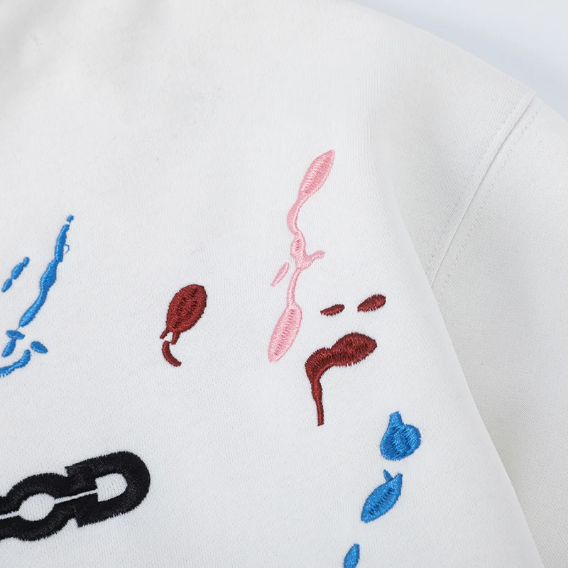 GOODBRAND هوديي رسمت باليد التطريز جودة عالية 1:1 القطن عادية فضفاض الاتجاه جيد قمصان سويت شيرت بقلنسوة الرجال النساء