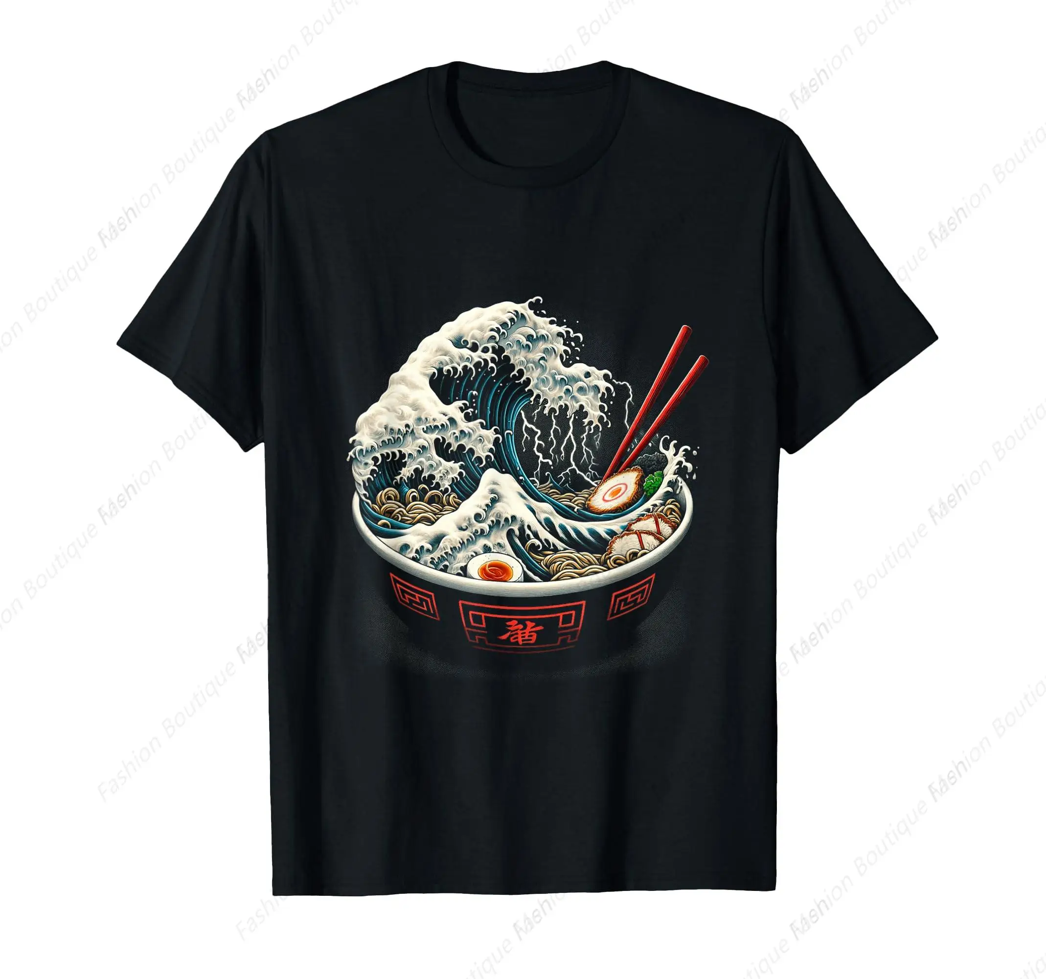 

Funny The Great Ramen Wave Vintage Japanese Ramen Noodles T-Shirt Casual Cotton Top