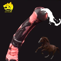 YOCY Long Dildo Horse Penis Ejaculating Sex Toy For Women Men Anal Climax Masturbator With Powerful Suction Cup Silicone Dildo