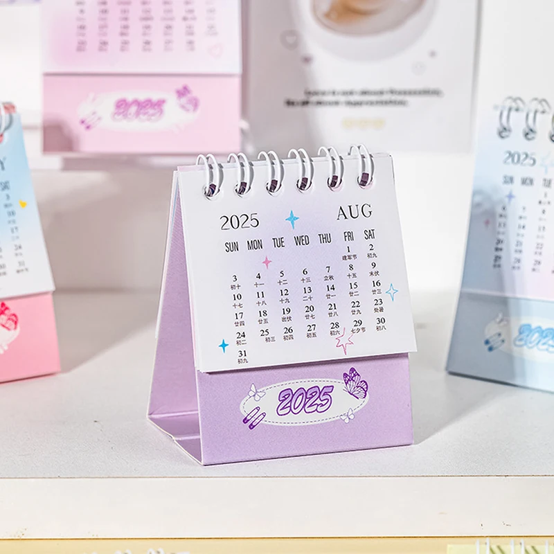 2025 Butterfly Mini Desk Calendar Creative Office Decoration Desktop Calendar Daily Memo Calendar Learning Planner