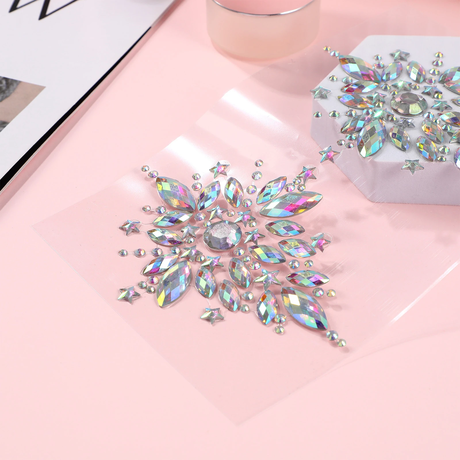 Adesivi con strass Corpo Gioielli per il viso Accessori per festival Gioielli da donna Gemme per il seno Tatuaggi Poker Party Cosplay