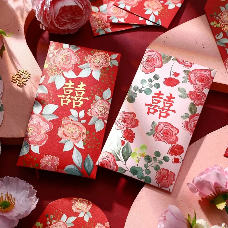 10pcs Chinese Wedding red packet, Wedding decor,Ang pao,Double happiness red envelopes, Ang bag,Lucky bag, Money bag,red bag