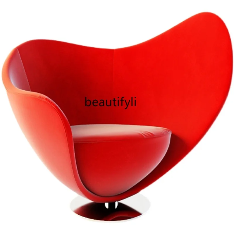 

Nordic light luxury designer heart-shaped single leisure chair, living room fiberglass special-shaped backrest sofa chair