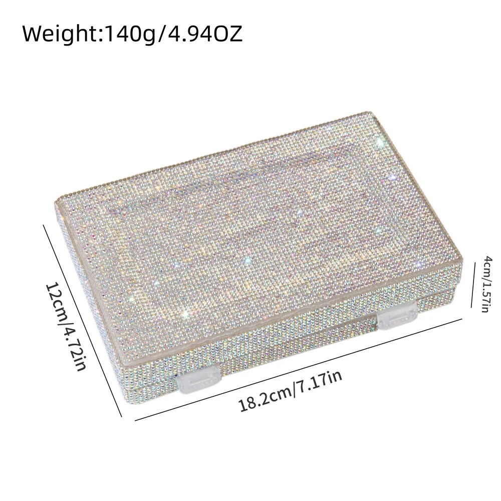 Luxury Shiny Rhinestone Storage Box Dual Use for Nail Gel Polish & Eyelash Extensions Portable Glitter Diamond Makeup Organizer - view 6