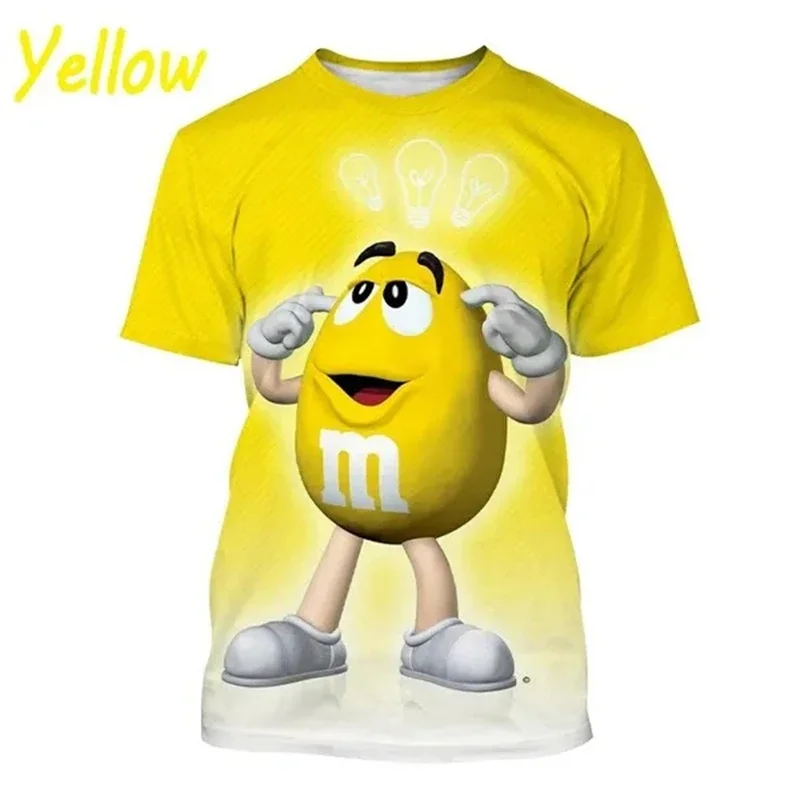 New Funny 3d Chocolate Bean Print T-shirt Fashion Cartoon Short Sleeve Cool Tops Personality Graphic Tees Y2k Clothing Tee Shirt