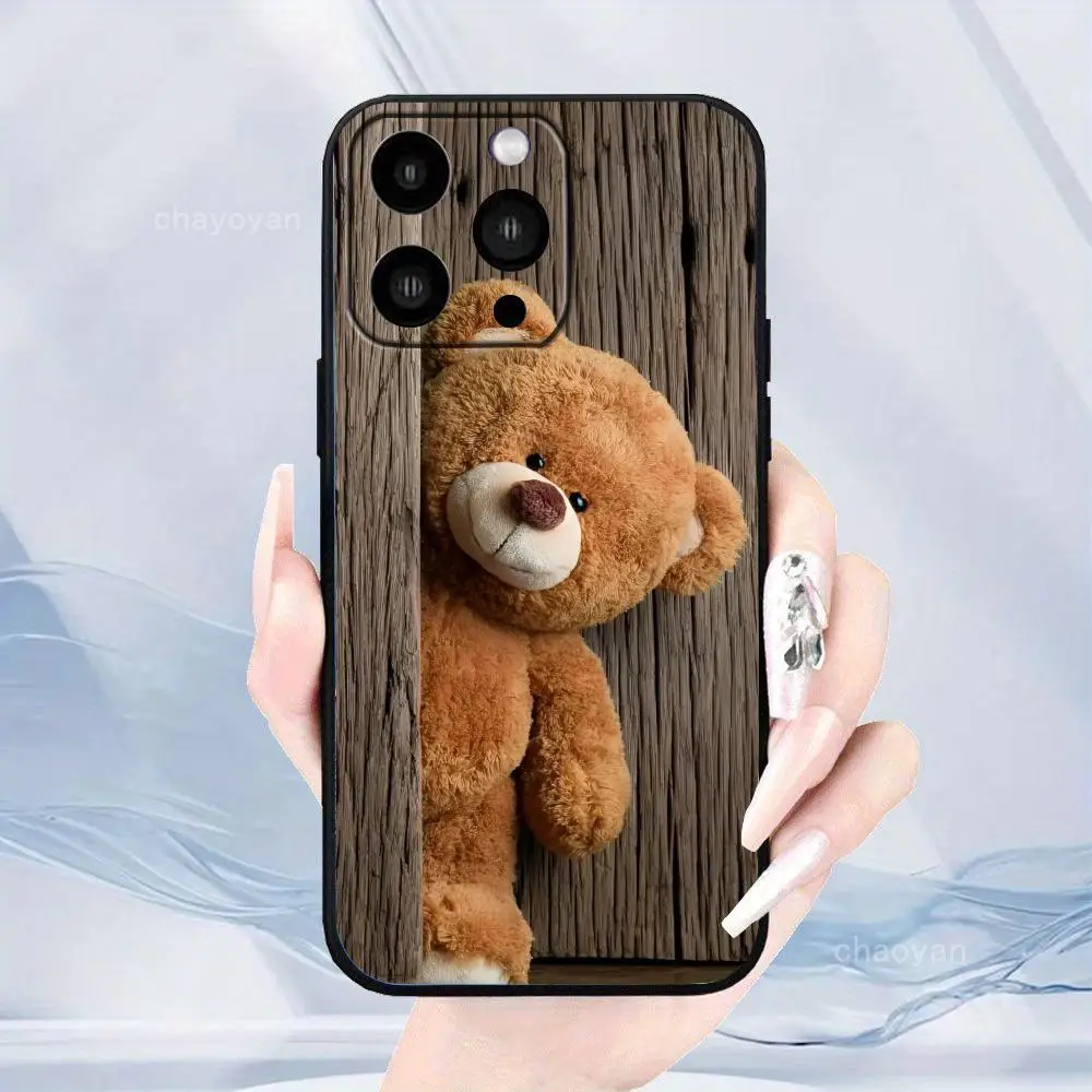 Cute Bear Design Mobile Case for iPhone 17 16 15 14 13 12 11 Pro/ Max/Plus All-inclusive Frosted Soft Case