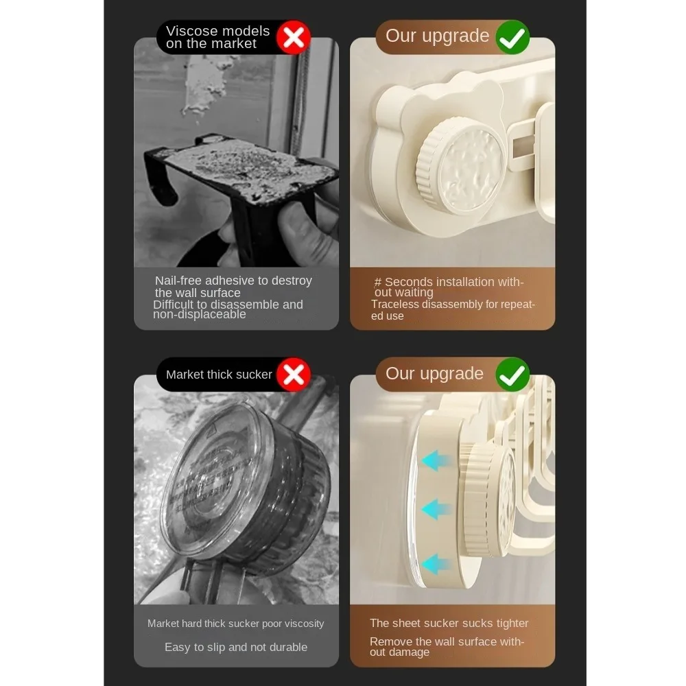 6 Hooks Suction Cup Door Rear Hook Wall Mounted Punch-Free Bathroom Towel Rack Heavy Duty Removable Coat Hanger for Home