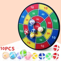 10PCS Montessori DartBoard Sticky Ball Target Shooting Game Toy 3.4cm Parent-Child Suction Cup Ball Throw Catch Interactive Toy