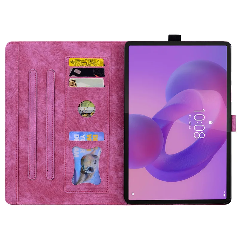 For Megapad Pro Tablet Leather Case Samsung A11 +/A9Plus Sakura Cat Holder Case