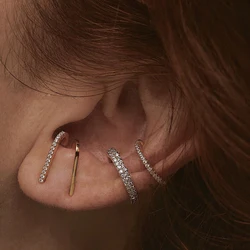 TIANDE Gold Plated Hook Stud Earrings for Women Cubic Zirconia Piercing Huggie Earrings Fashion Jewelry Accessories Wholesale