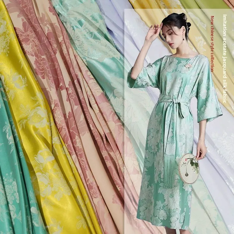 Doppelseitiger Jacquard-Stoff aus Acetatimitat, Meterware für Kleider, Cheongsam, Taschen, zum Nähen, weicher, atmungsaktiver Stoff im chinesischen Stil