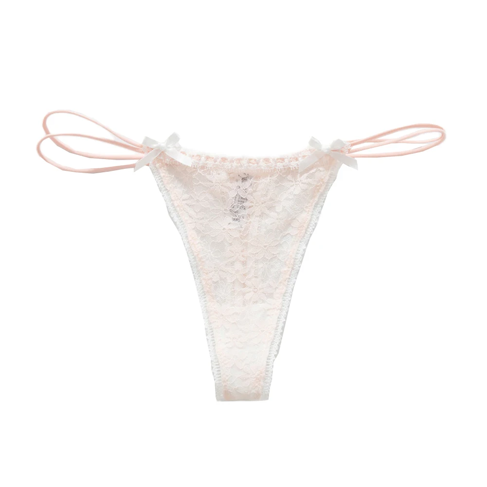 Female Low-waist Strappy Lace Panties All Seasons Breathable Casual Medium Elasticity Quick-drying Solid Color