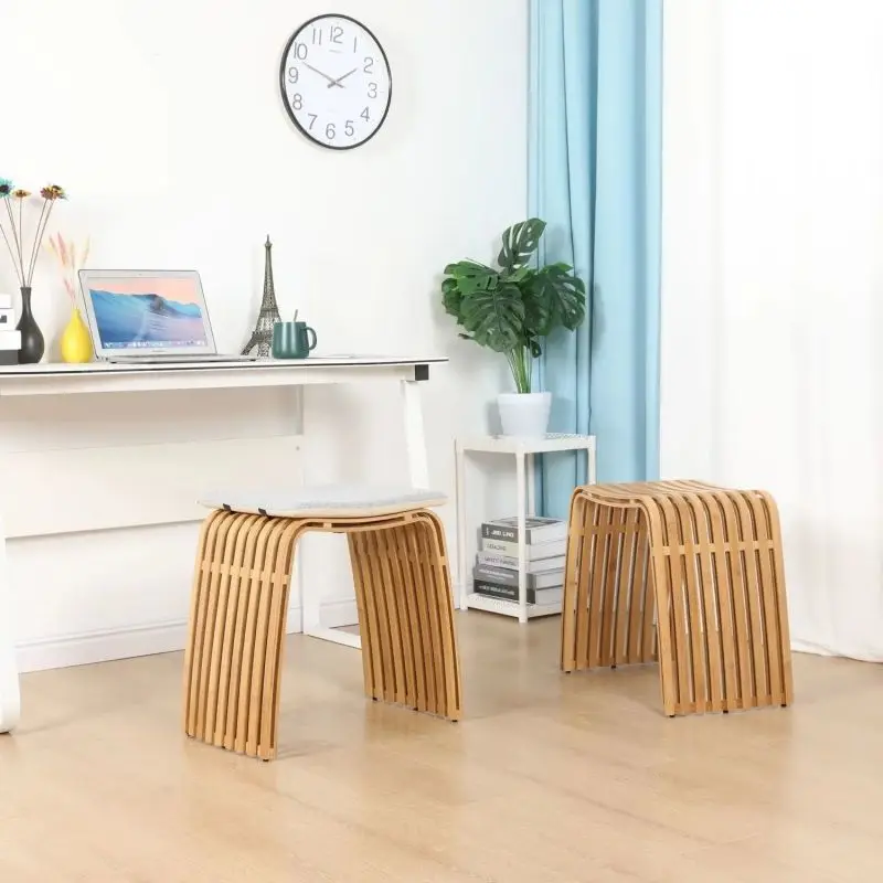 Leisure Bamboo Stool Handmade Homestay vanity chair Tea Ceremony Changing Shoe make up Bathroom wooden Stool