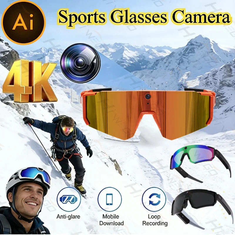 

Поляризованные солнцезащитные очки 4K AI Smart HD 800 Вт, камера Bluetooth, перевод вызовов для мужчин, велосипедные антибликовые очки для вождения UV400 IP54