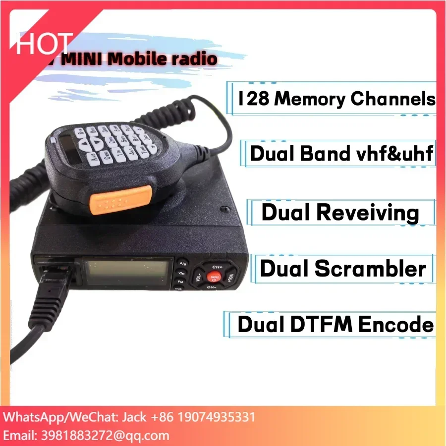 

Dual Band 25W Mini Mobile Radio 128 Channels UHF & VHF Walkie Talkie Vehicle Mounted Transceiver for Long Ran Car Communication