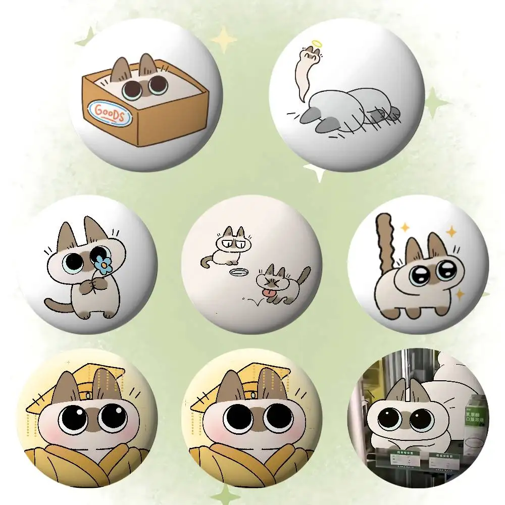 

Cute Siamese Cat Brooches Stylish Ornament Pins Exquisite Round Badge Bag Accessories Jewelry Gifts