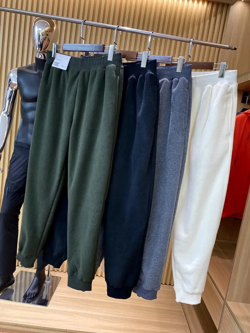   Waed Fce Thiened الشتاء عارضة السراويل للرجال بسيطة Sle الدافئة الشباب مستقيم الساق السراويل الطويلة