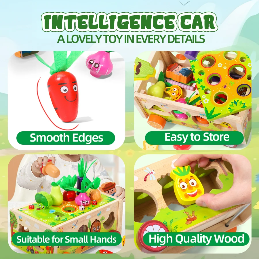 Wooden Shape Assortment Matching Children Farmer Orchard Fishing Fine Motor Sensory Toys Montessori educational Intelligence Car