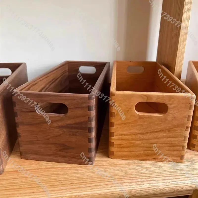 For Black Walnut Solid Wood Storage Box with Handle Mortise and Tenon Joint Craft Table Organizer Multi-Function Wooden Box