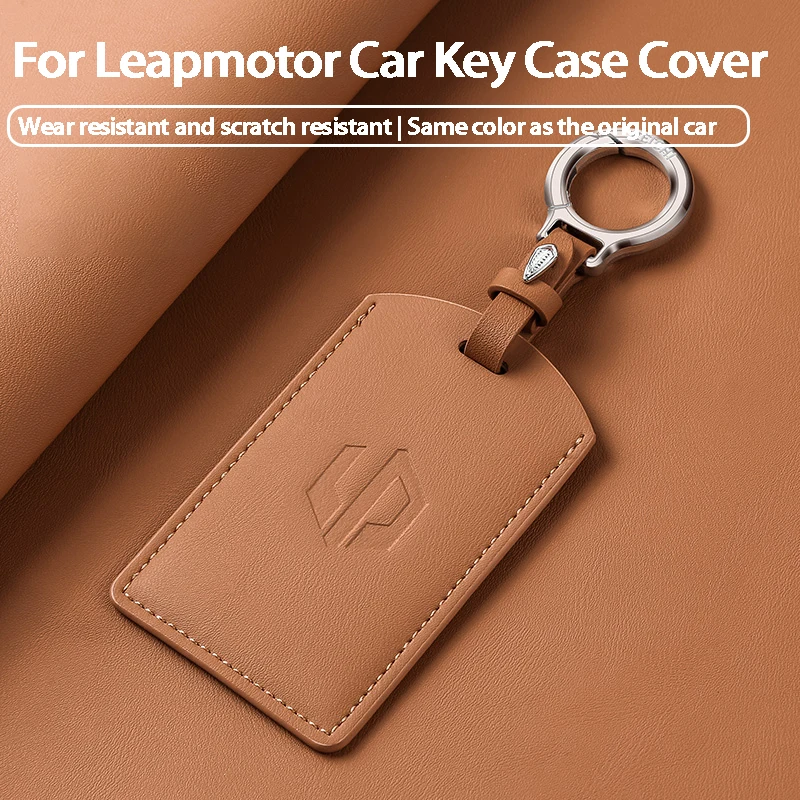 

Leather Car Remote Key Cover For Leapmotor B01 C11 C16 C10 Smart Holder Keychain Case Protector Shell Fob