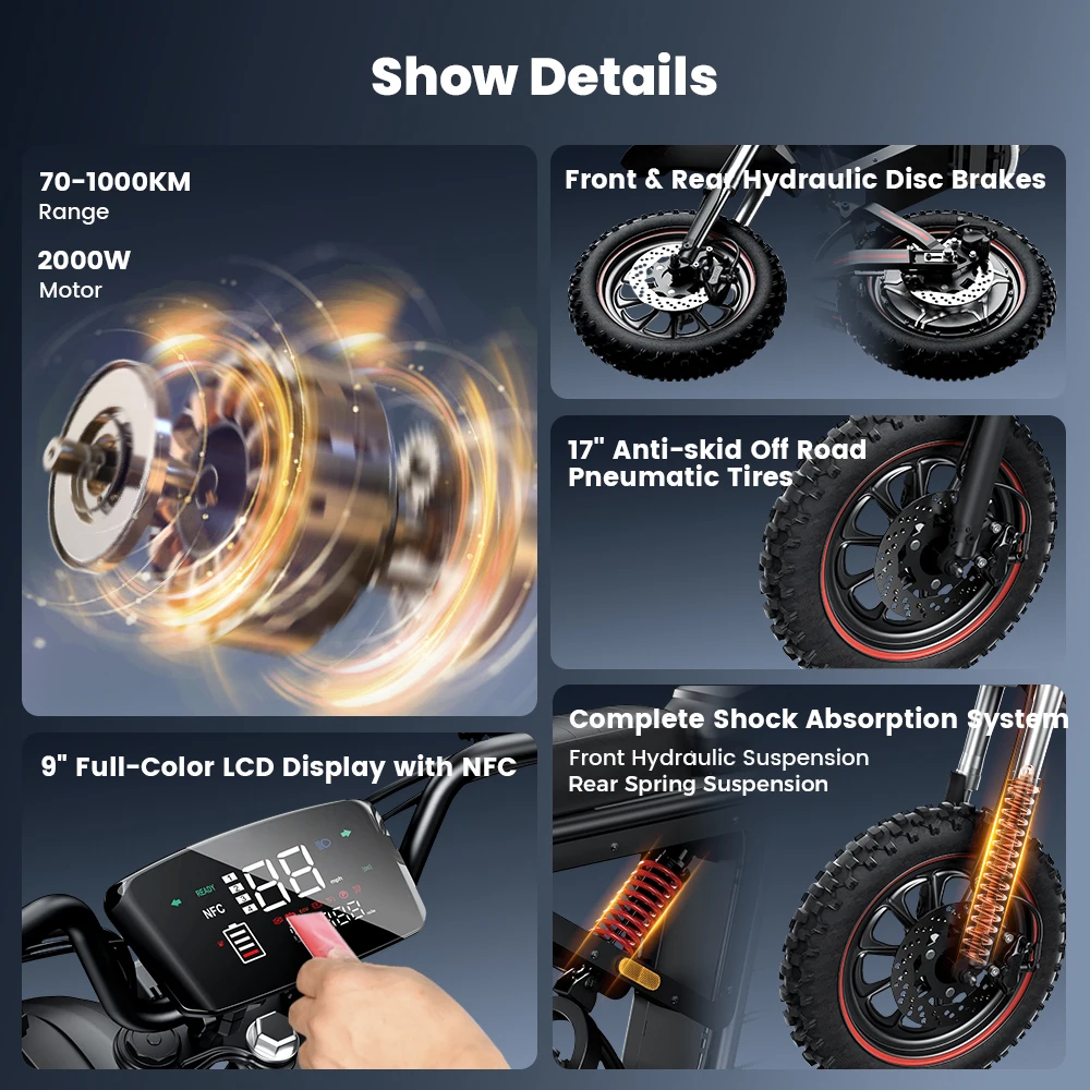 2000W Electric Scooter DX5MAX Scooter 52V 20Ah Scooter 17inch
