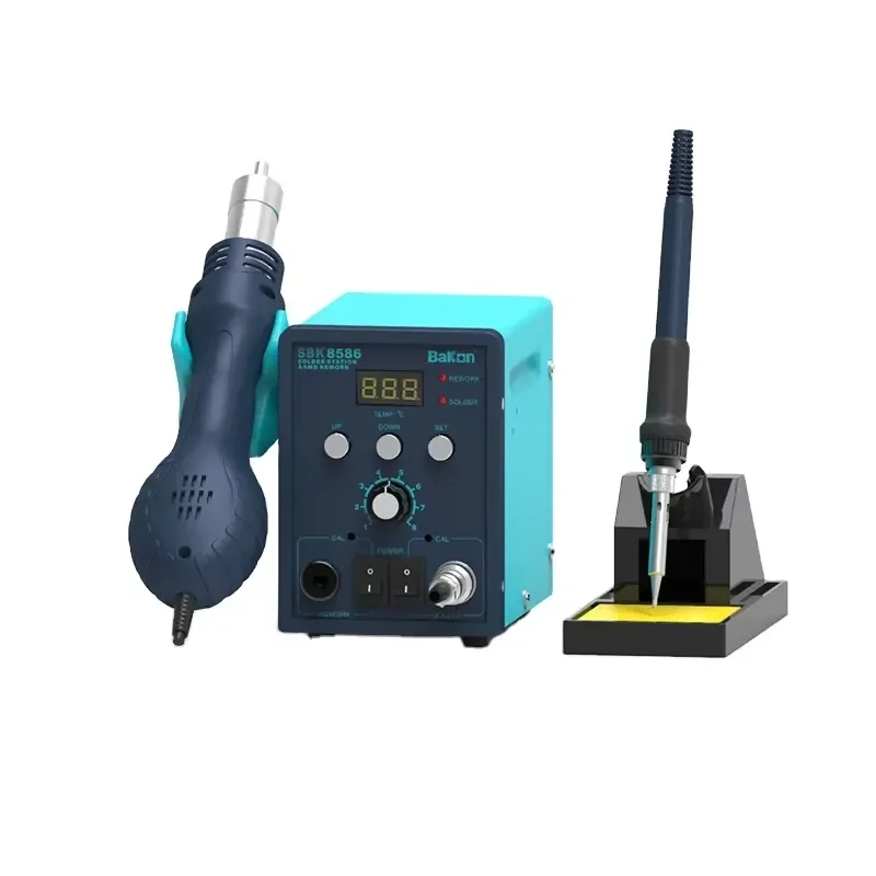 8586 2-in-1 Multi-Function Soldering Station Soldering Iron Hot Air Dual Screen Digital Display 100-500 Temperature