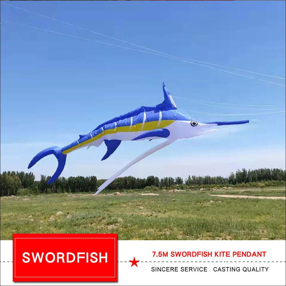 

HFLY New Arrival Soft Inflatable Large 7m Swordfish Kite Line Laundry for Adults High Quality 40D Nylon Fish Show Kite Pendant