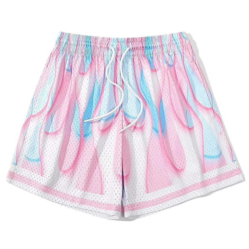 Flame Camouflage Basketball Shorts Training Men Active Shorts Loose Pockets Cycling Exercise Training Running Sports Shorts Moto
