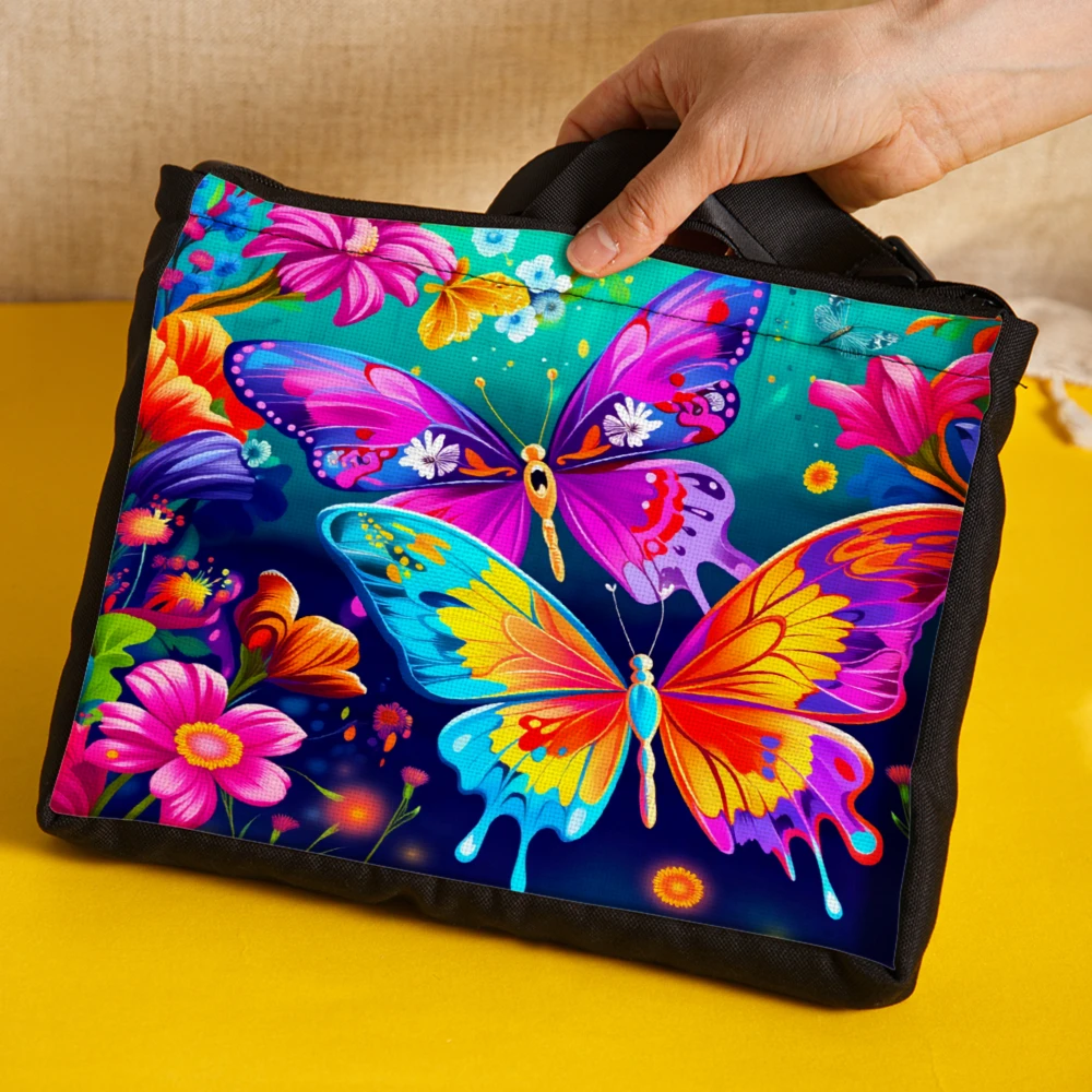 Colorful Butterfly Floral Print Crossbody Bag Multicolor Vibrant Butterflies And Flowers Pattern Shoulder Bags For Women Outdoor