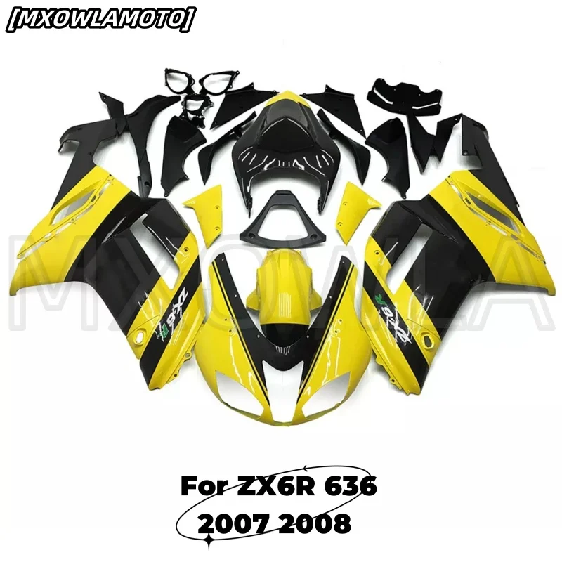 Motorcycle Fairings Kit for  ZX6R ZX-6R ZX-636 2007 2008 Bodywork Set High Quality ABS Injection New yellow black