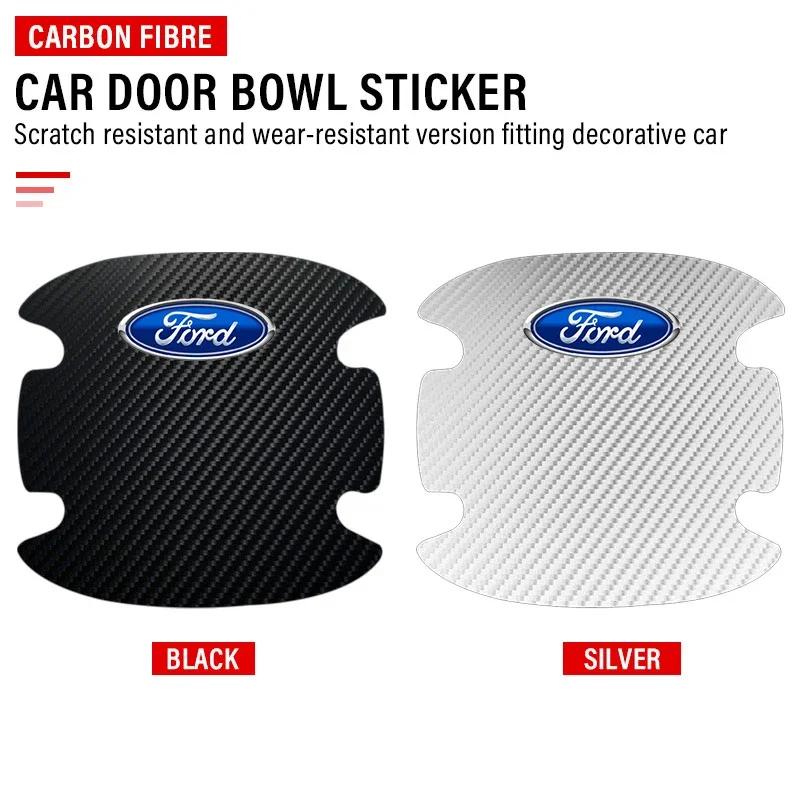 4 قطعة مقبض باب السيارة حماية ملصق شعار تصفيف السيارة لفورد فييستا MK7 مونديو MK4 ST التركيز MK1 MK2 MK3 التركيز 2 3 4 #4