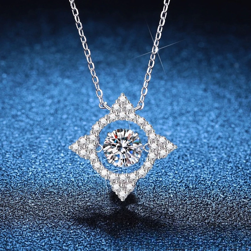 

Платиновое золотое ожерелье PT95018 карат, ожерелье из муассанита, мерцающее настроение клевера, ожерелье в подарок на день человека для женщин