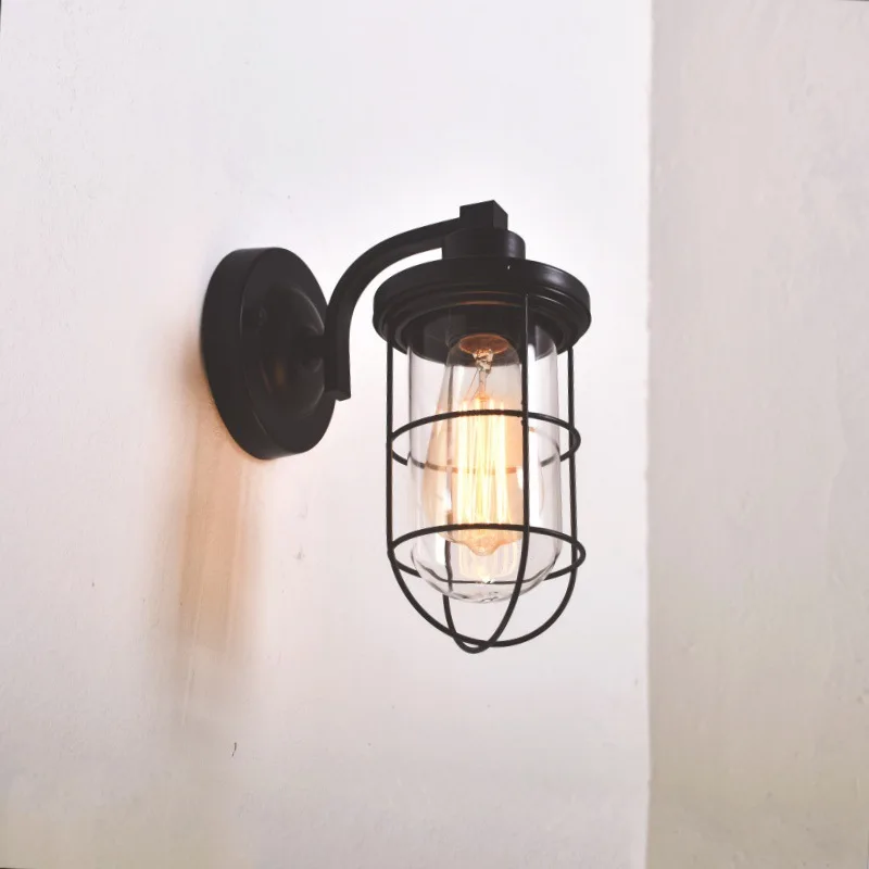 

Simple Rustic Style Loft Wall Lamp Industrial Style Warehouse Living Room Pastoral Aisle Bedside Lamp Bar Black Decorative Light